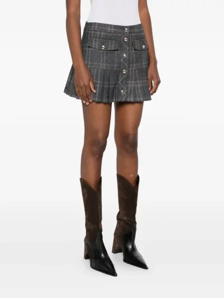 Fusta plisata Maje în carouri plisată gri