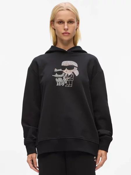 Karl Lagerfeld bluza z kapturem z aplikacją czarny