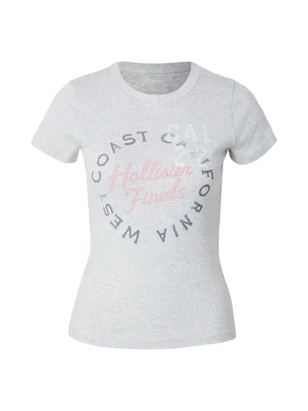 HOLLISTER Tricou YEAR OF YOU albastru închis / gri amestecat / roz alb