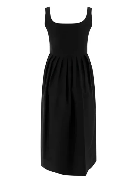 Rochie midi Sandbeige până la genunchi de costum negru