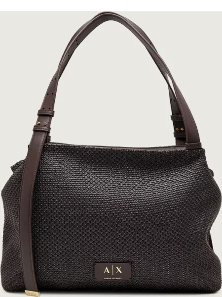Armani Exchange geantă shopper pentru femei împletită maro