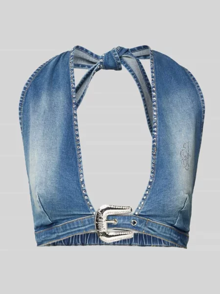 Top Juicy Couture na sprzączkę z kamieniami na ramiączkach niebieski
