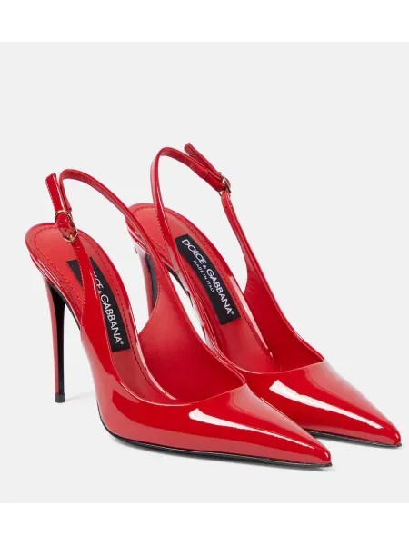 Pantofi cu toc Dolce&gabbana din piele de lac slingback roșu