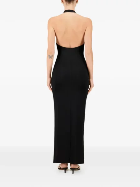 Rochie maxi La Galpa cu gât halter cu spatele deschis negru