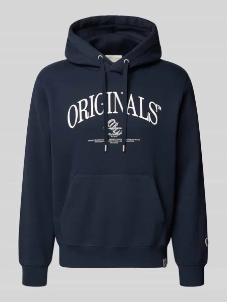 Bluza z kapturem o kroju relaxed fit z mieszanka bawełny model FREDERIKSBERG' Jack & Jones granatowa