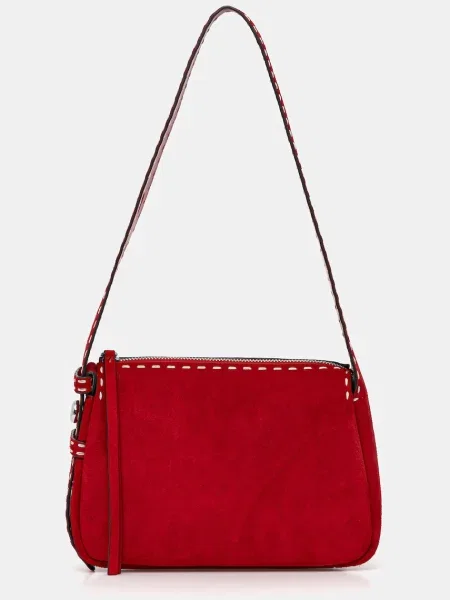 Usnjena torbica Tory Burch Romy rdeča