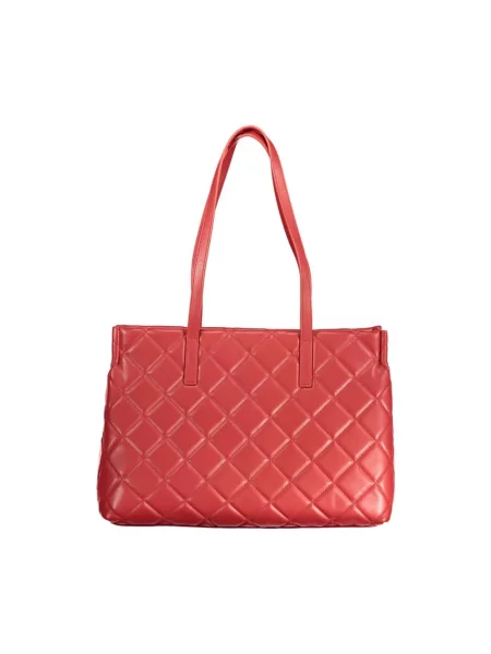 Lniana shopperka Valentino By Mario Valentino pikowana czerwona