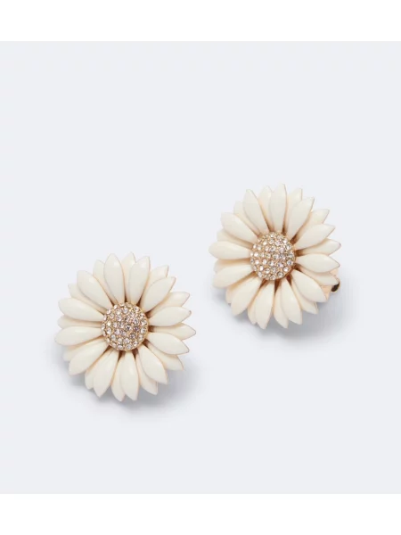 Cercei Carolina Herrera cu model floral alb