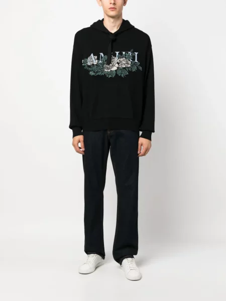 Megztas džemperis su gobtuvu Amiri juoda