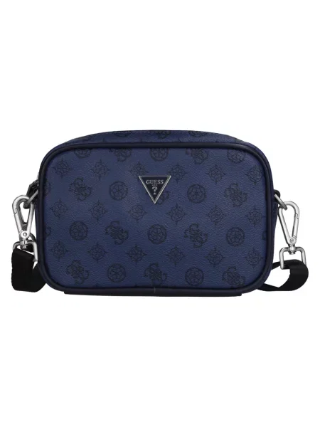 Torba crossbody Guess skórzana niebieska