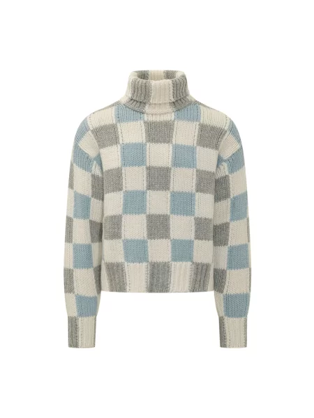 Sweter z golfem Kenzo wełniany w kratę