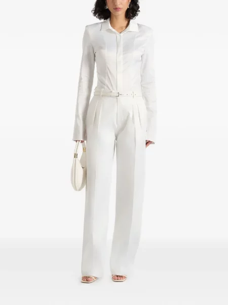 Pantaloni Manière De Voir din satin alb