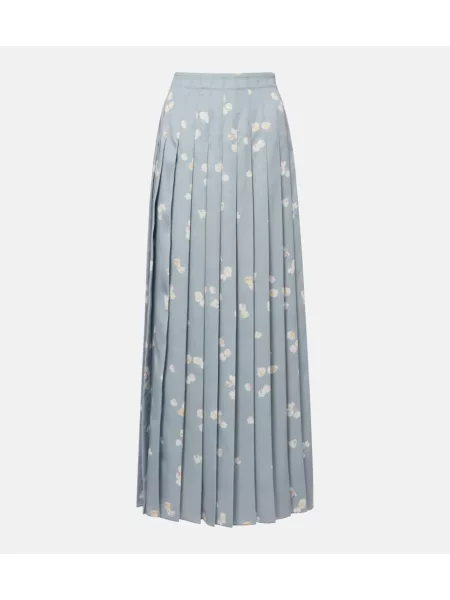 Spódnica plisowana Altuzarra w kwiatki do kolan niebieska
