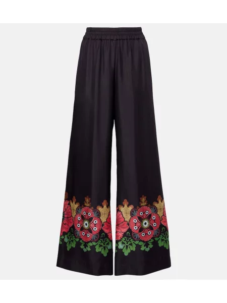 Pantaloni La Doublej de mătase cu imagine negru