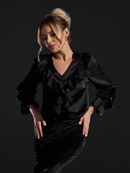 Сорочка ISSA Plus шовк чорний