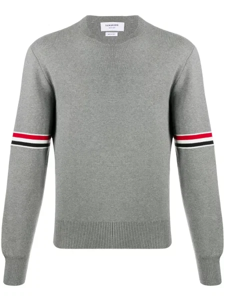 Pulover Thom Browne cu decolteu în U gri