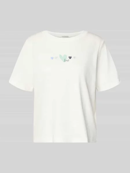 T-shirt o kroju relaxed fit z czystej bawełny Tom Tailor biała
