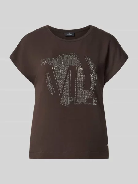 T-shirt z mieszanka z obszyciem ozdobnymi kamieniami Monari