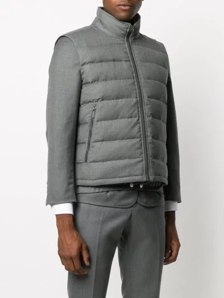 Jeździć na nartach kamizelka puchowa Thom Browne z twillu szara