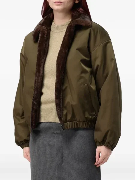 Gulerat geacă bomber Eleh cu blană verde