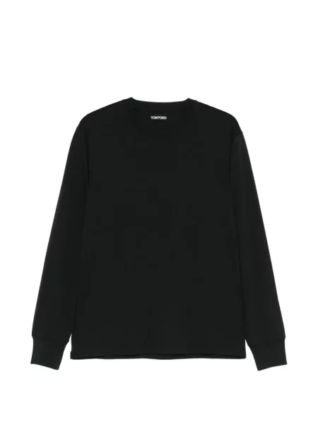 Lung tricou Tom Ford cu decolteu rotund negru