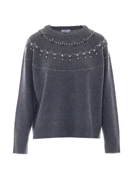 Pulover Liu Jo cu broderie de lână gri