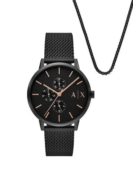 Armani Exchange ceas si coliere negru