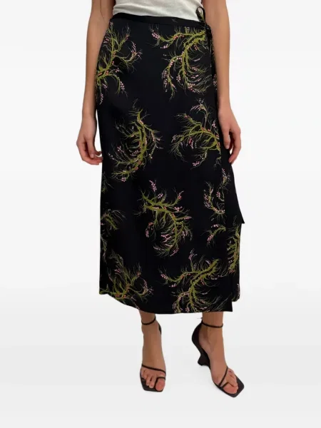 Fustă midi Rodebjer cu model floral cu imagine plic negru