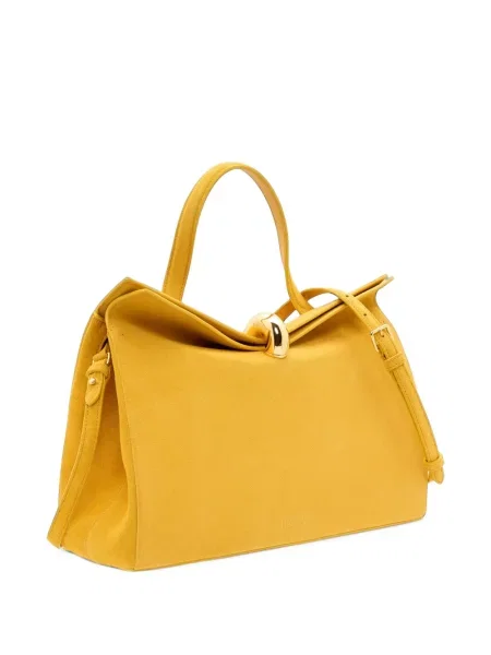 Geantă shopper Jacquemus din piele de căprioară galben