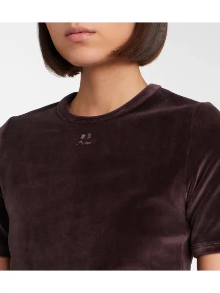Tricou Courreges de catifea maro