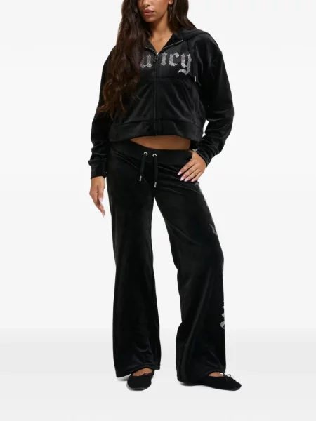 Trčanje hlače Juicy Couture s autogramom crna