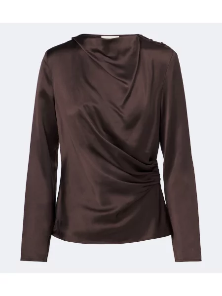 Top Loulou De Saison din satin drapat maro