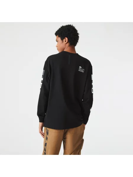 Lacoste Luźny Krój Koszulki Z Nadrukiem Lacoste czarna