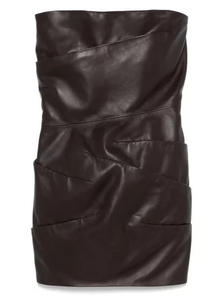 Rochie mini The Attico drapată de costum maro