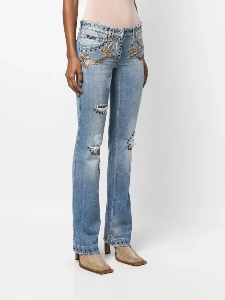 Džíny Dolce & Gabbana Pre-owned s oděrkami modré