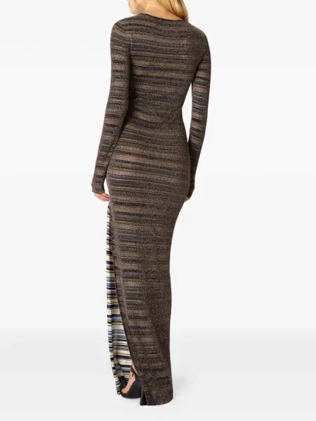 Rochie maxi Missoni cu dungi lungă de costum maro