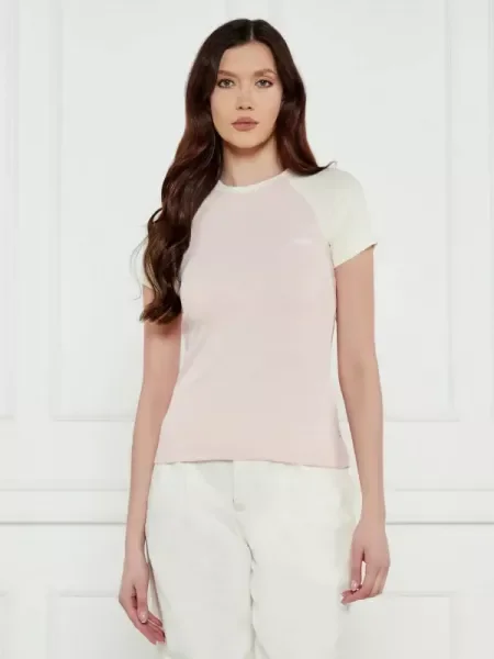 Guess Jeans Tricou RAGLAN EMBRO roz