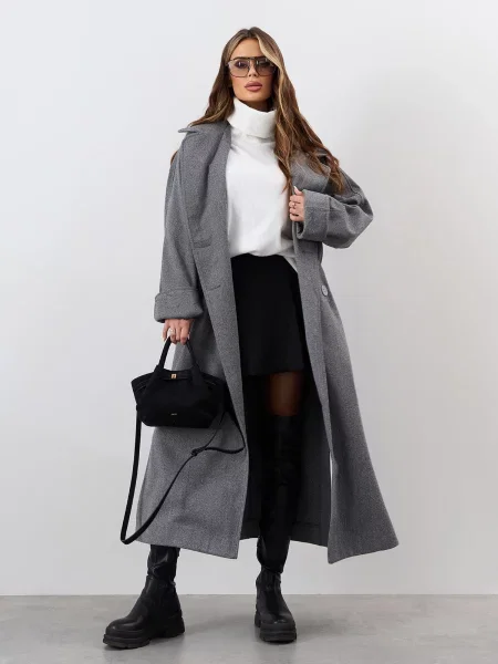 Пальто ISSA Plus кашемір сірий
