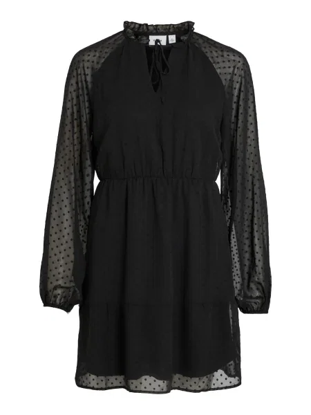 VILA Obleka Dobby' črna