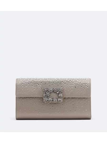 Geantă plic Roger Vivier din satin gri