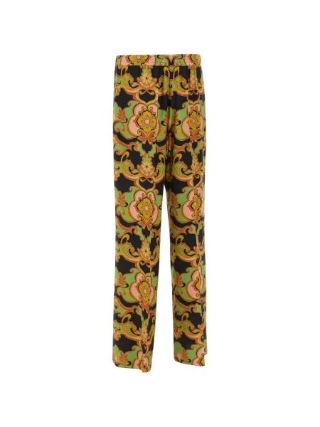 Pantaloni palazzo Etro cu model floral negru