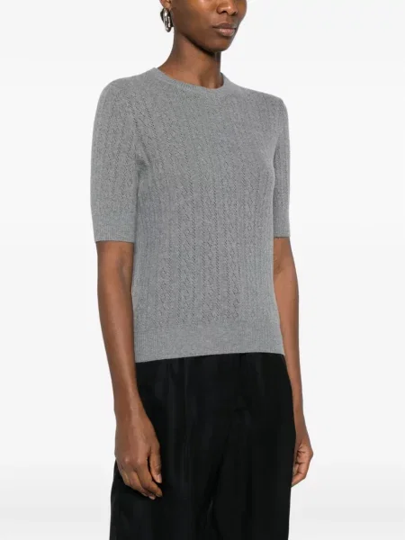 Къс пуловер Lisa Yang сиво