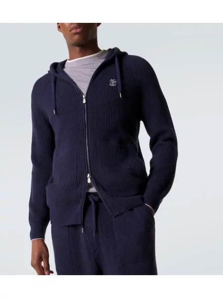 Cardigan Brunello Cucinelli din cașmir albastru