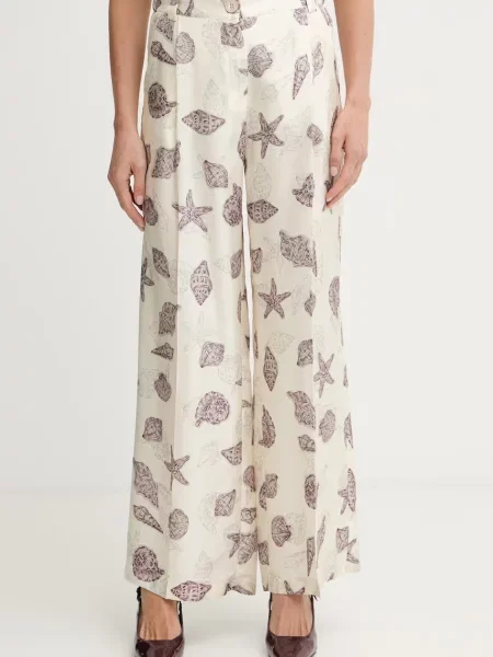 Marella pantaloni palazzo pentru femei din mătase OPOSSUM bej