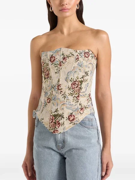 Top Manière De Voir cu șireturi cu model floral din dantelă