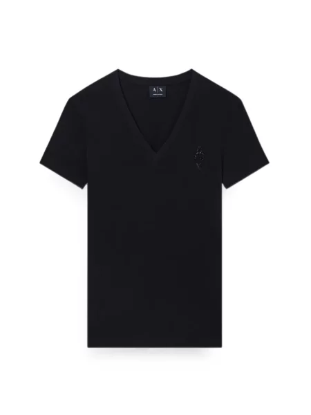 Μπλούζα Armani Exchange με λαιμόκοψη v μαύρο