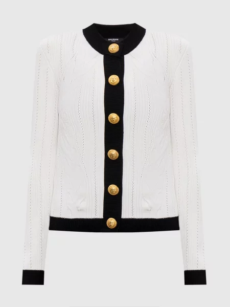 Кардиган з контрастним окантуванням Balmain білий
