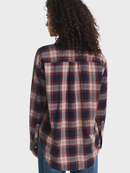 Картата фланелева сорочка Gant синя