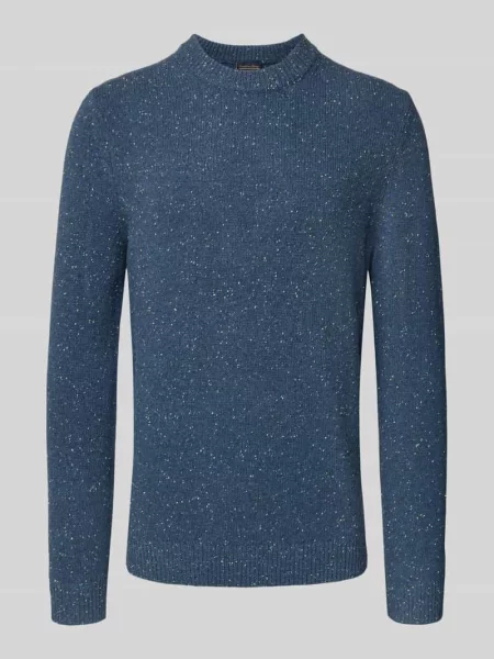 Sweter z dzianiny z mieszanki wełny Christian Berg Men granatowy