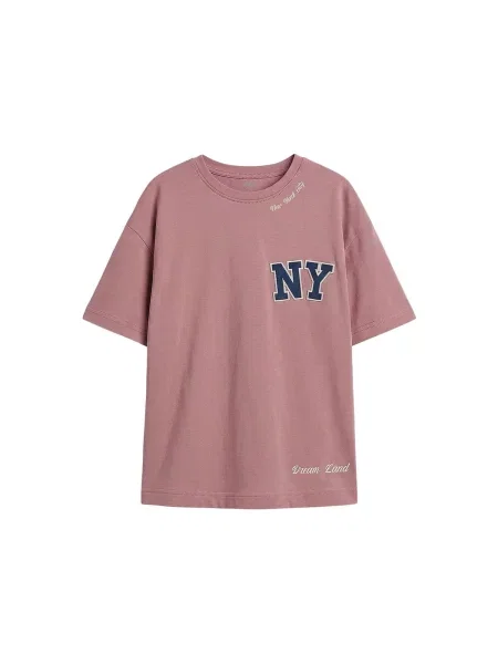 Tommy Life Majica TOMMY Baumwoll-Elasthan-T-Shirt prljavo roza